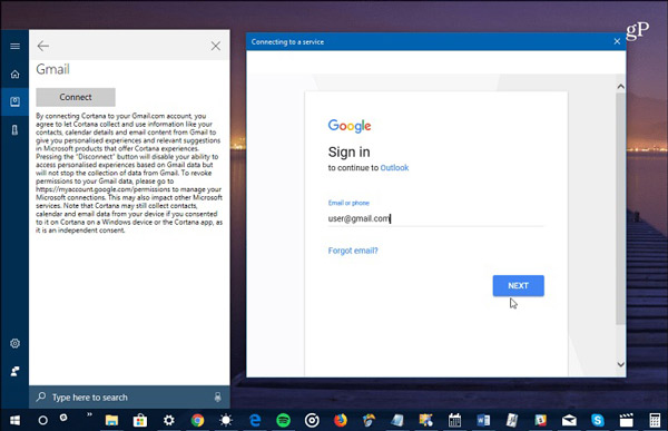  Google account and Cortana